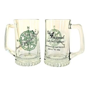 AT&T Universal Card Services Beer Mugs Set of 2 1994 Conference Glass Steins